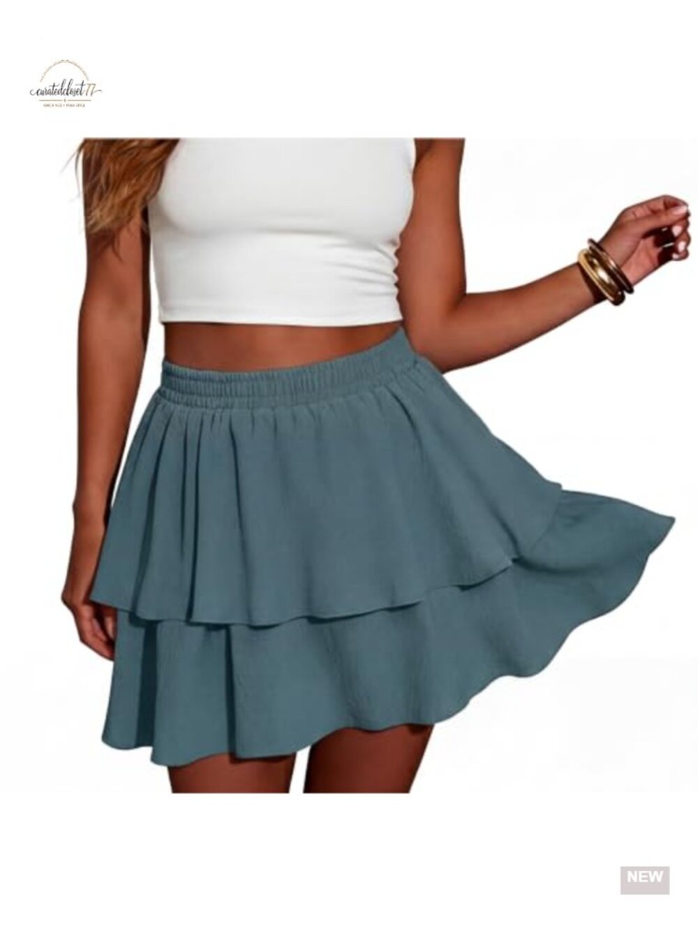 Women's Flowy Ruffle Tiered Skorts with Built-in Shorts and Pockets